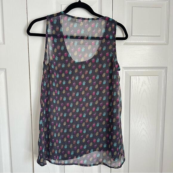 Blue Bird - Tank Top ASO Pretty Little Liars Sheer Owl Print Gray - Sz M - Picture 3 of 9